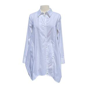 Demoo Parkchoonmoo White Shirt Blouse Tunic Asymmetric Cotton Blend Pockets